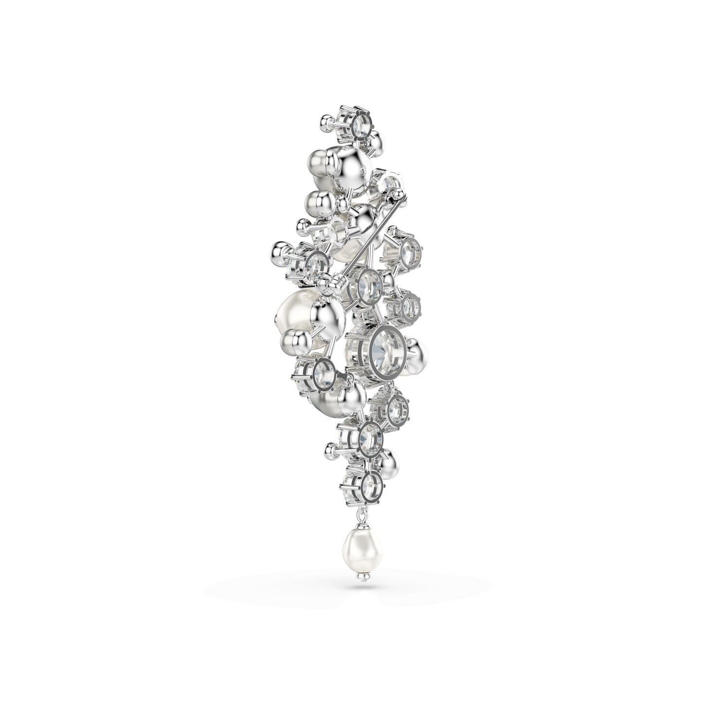 Constella brooch, Crystal pearl, Round cut, White, Rhodium plated 5722516