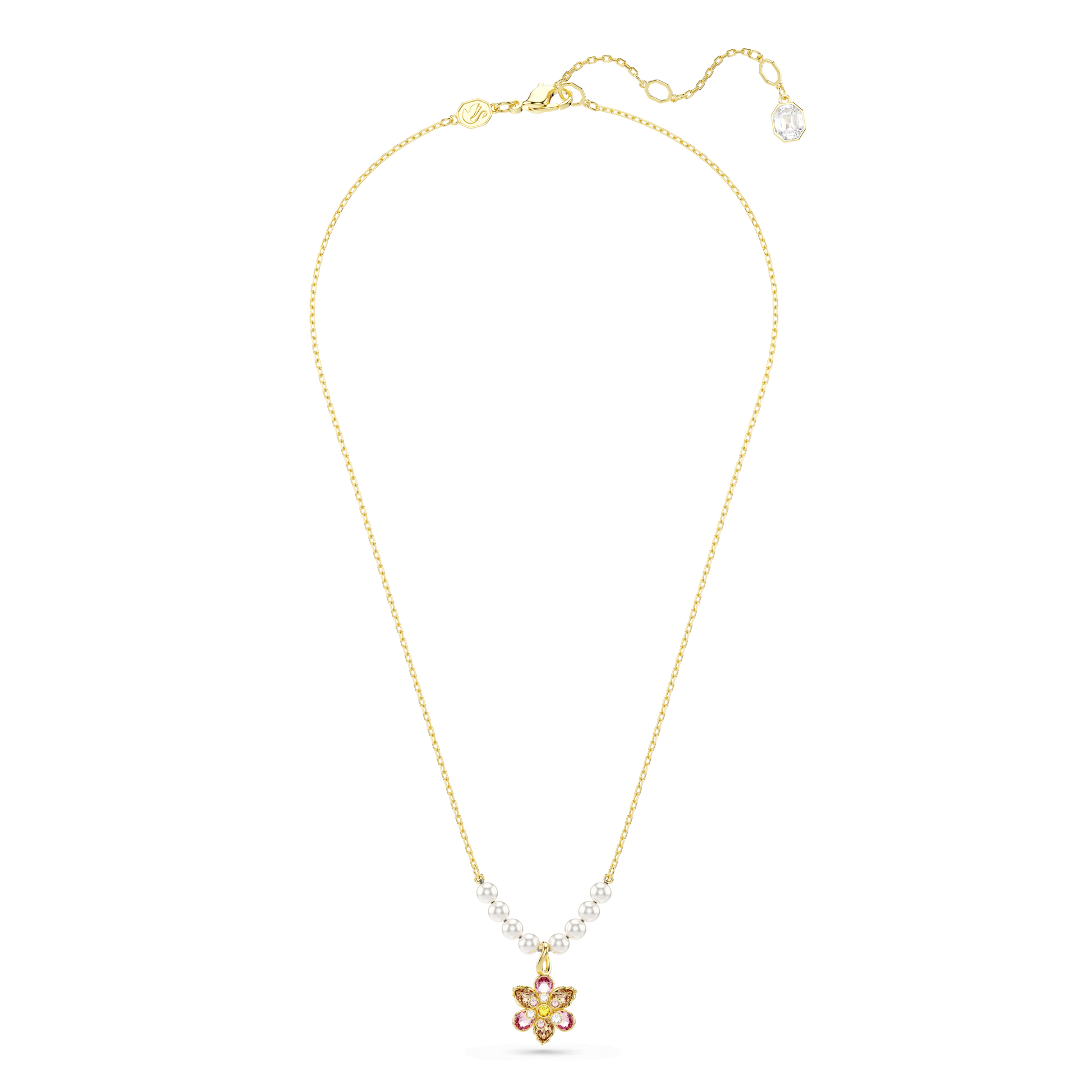Idyllia pendant, Crystal pearl, Mixed cuts, Flower, Multicolored, Gold-tone plated 5723140