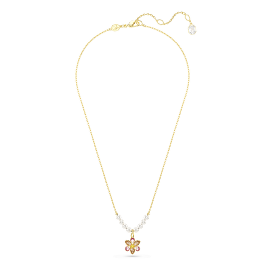Idyllia pendant, Crystal pearl, Mixed cuts, Flower, Multicolored, Gold-tone plated 5723140