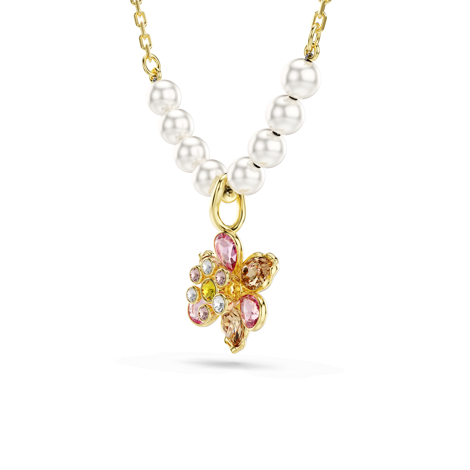 Idyllia pendant, Crystal pearl, Mixed cuts, Flower, Multicolored, Gold-tone plated 5723140