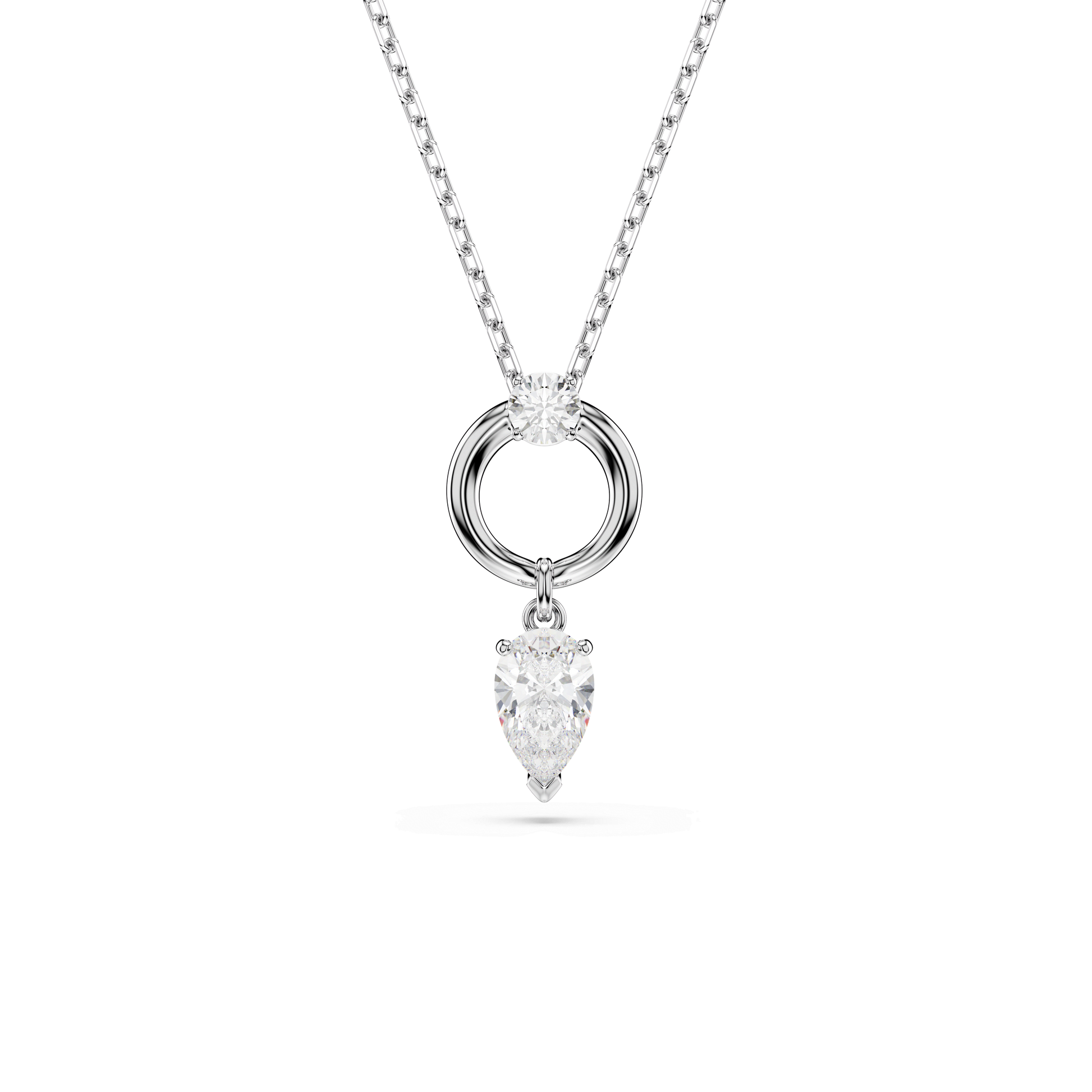 Mesmera pendant, Pear cut, White, Rhodium plated 5723146