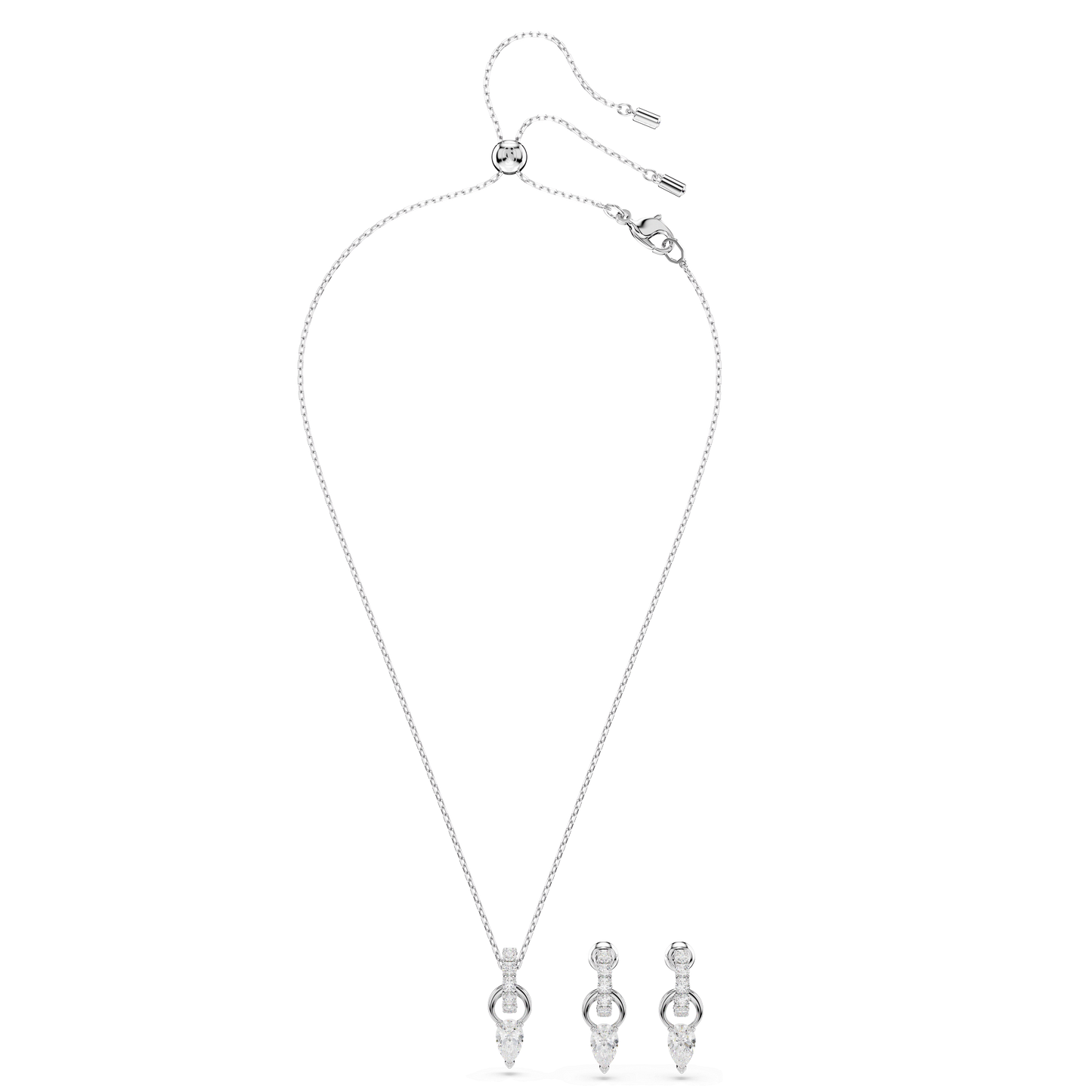 Mesmera set, Pear cut, Round cut, White, Rhodium plated 5723197