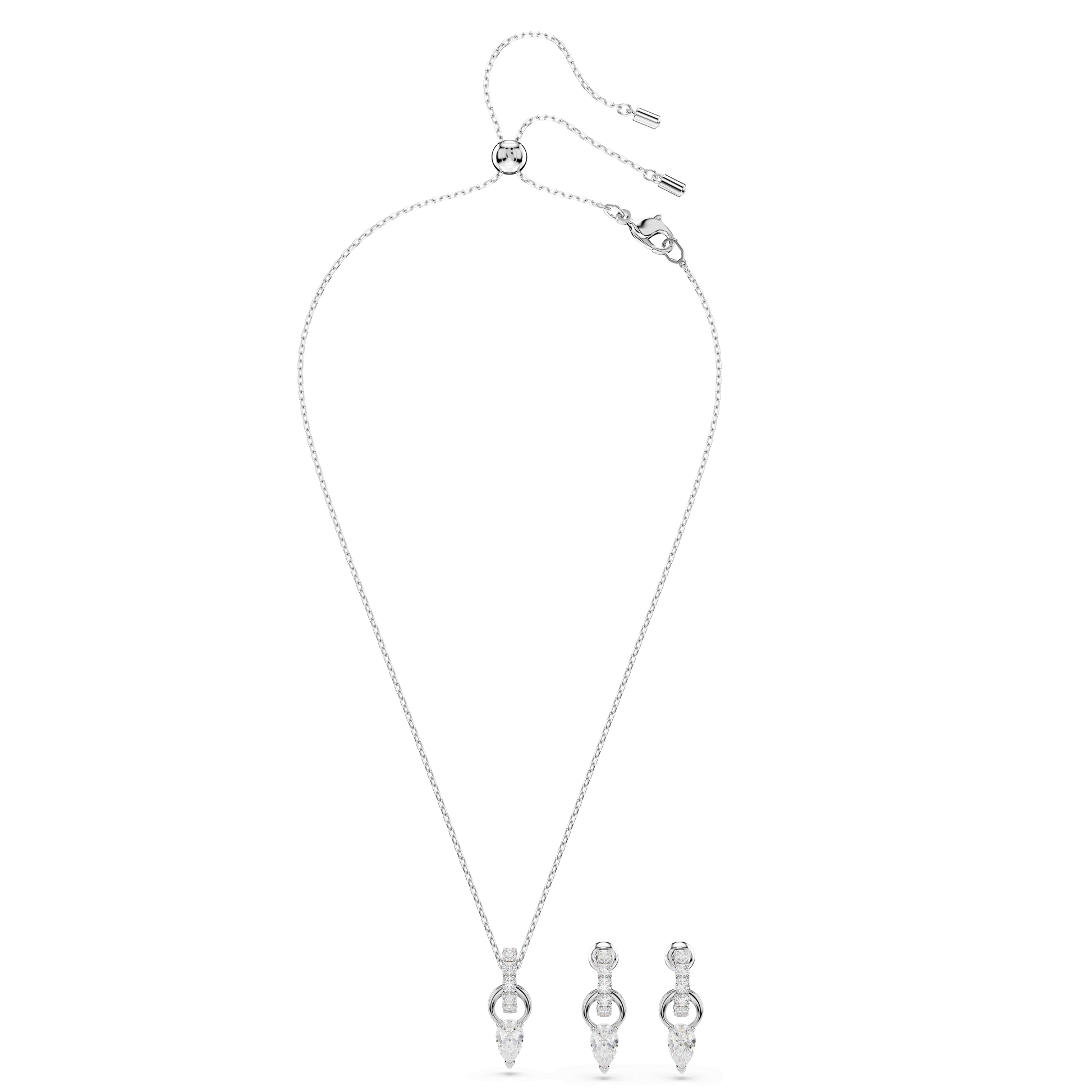 Mesmera set, Pear cut, Round cut, White, Rhodium plated 5723197