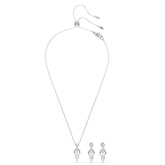 Mesmera set, Pear cut, Round cut, White, Rhodium plated 5723197