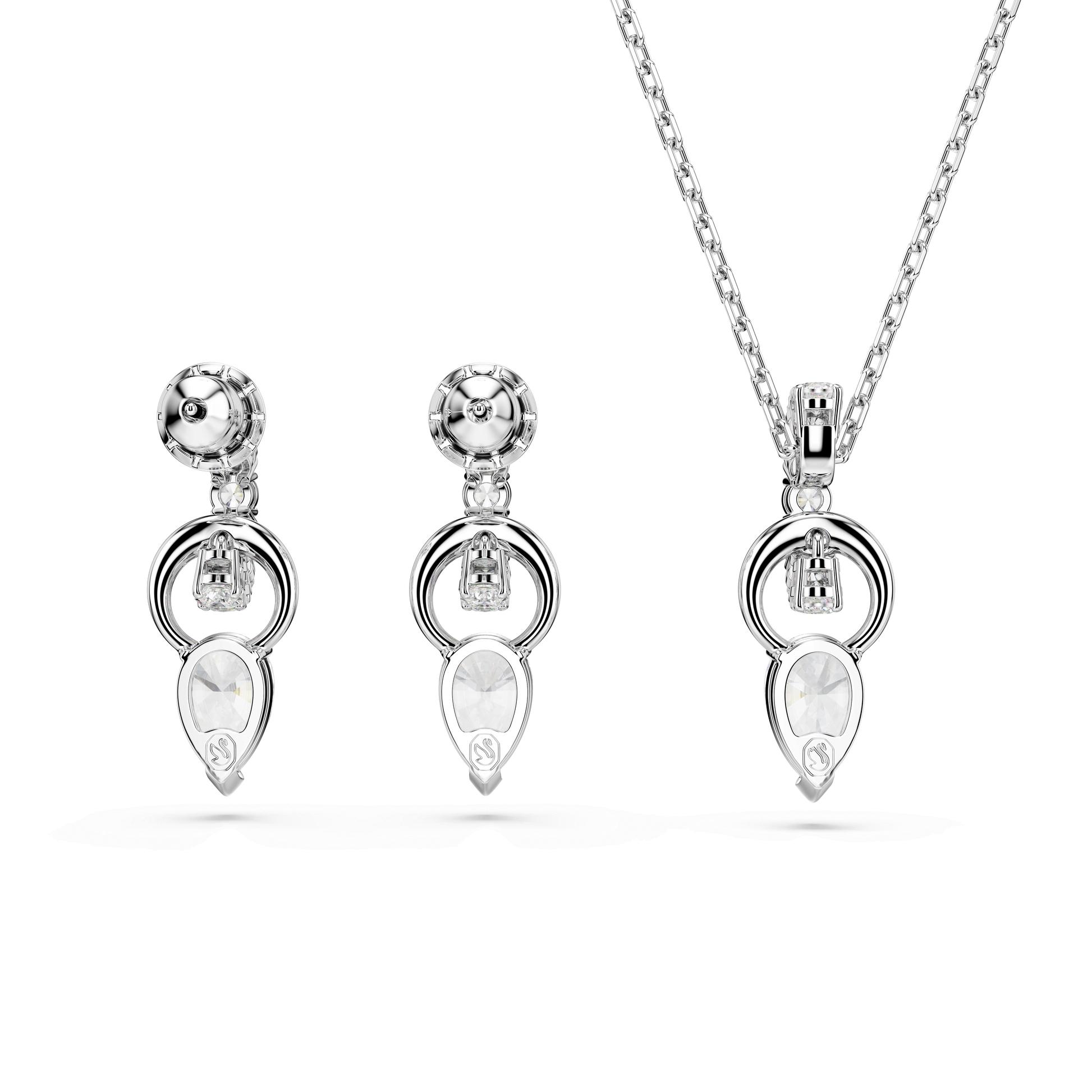 Mesmera set, Pear cut, Round cut, White, Rhodium plated 5723197