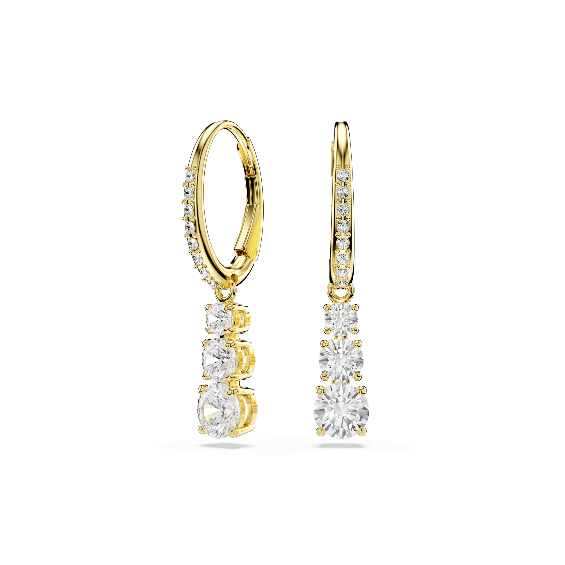 Stilla Attract hoop earrings, Round cut, White, Gold-tone plated 5723300