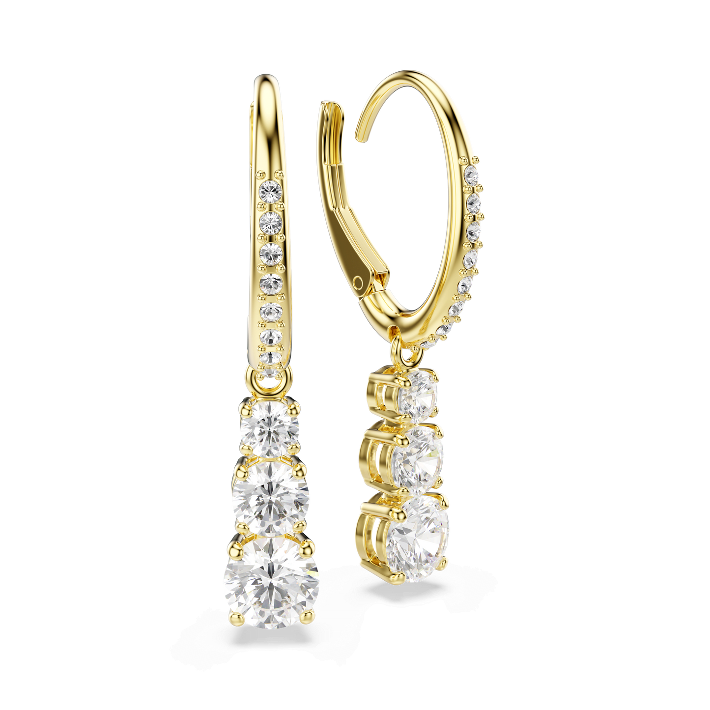 Stilla Attract hoop earrings, Round cut, White, Gold-tone plated 5723300