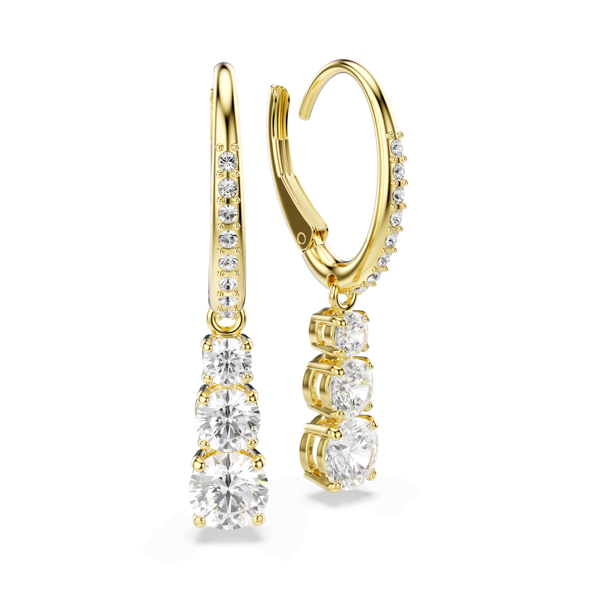 Stilla Attract hoop earrings, Round cut, White, Gold-tone plated 5723300