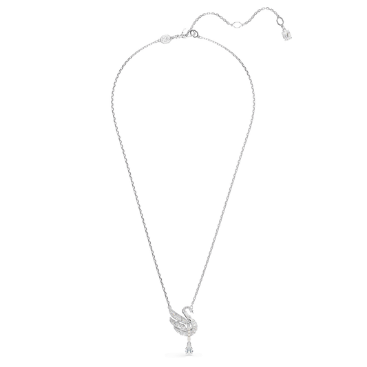 Swan pendant, Swan, White, Rhodium plated 5723387