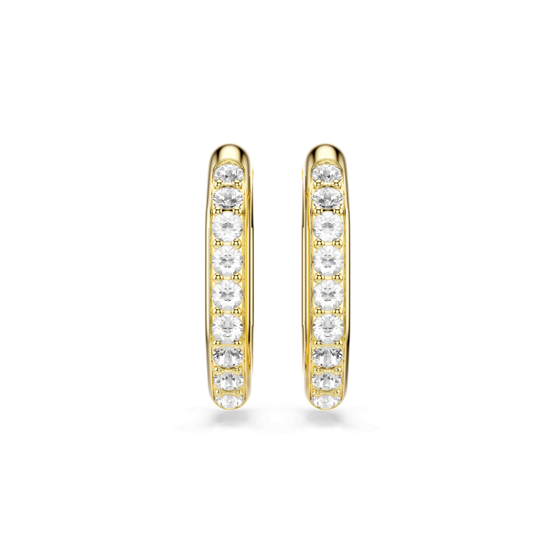 Dextera hoop earrings, Octagon shape, Round cut, Medium, White, Gold-tone plated 5724584
