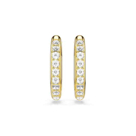 Dextera hoop earrings, Octagon shape, Round cut, Medium, White, Gold-tone plated 5724584