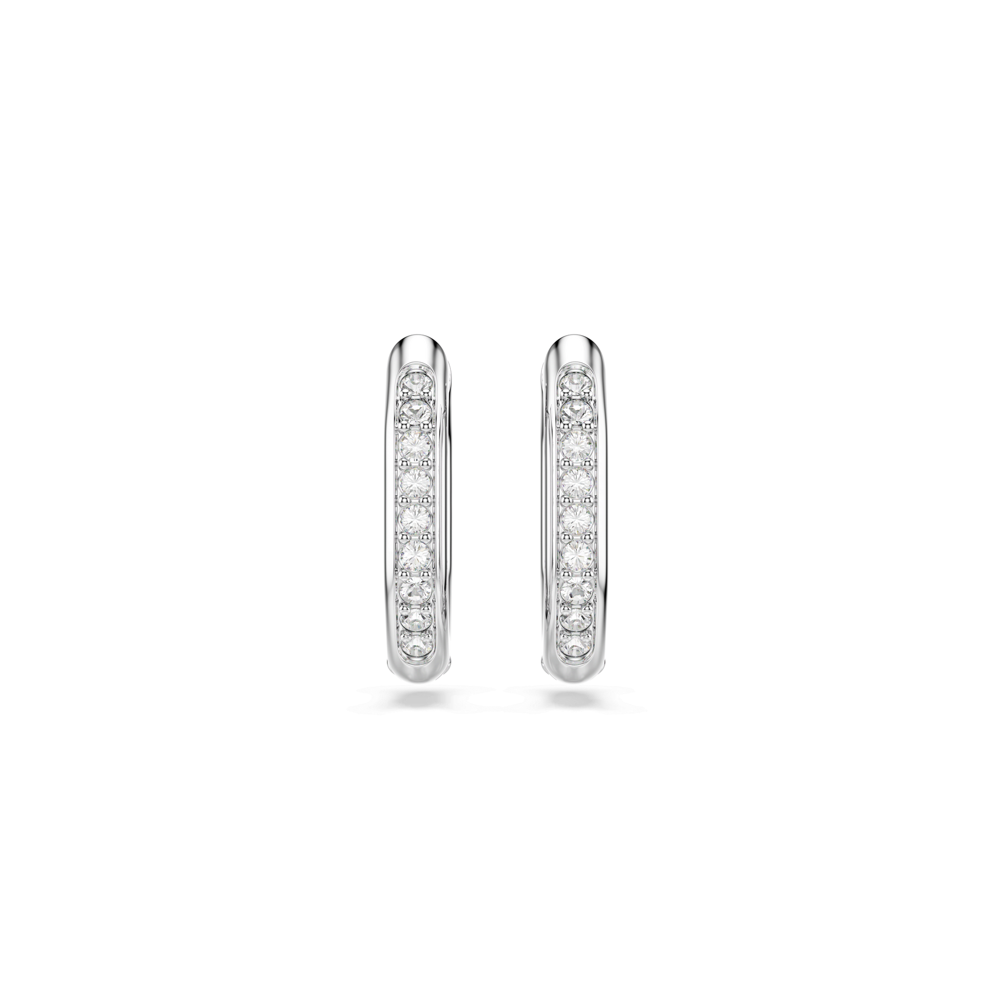 Dextera hoop earrings, Octagon shape, Round cut, Small, White, Rhodium plated 5724585