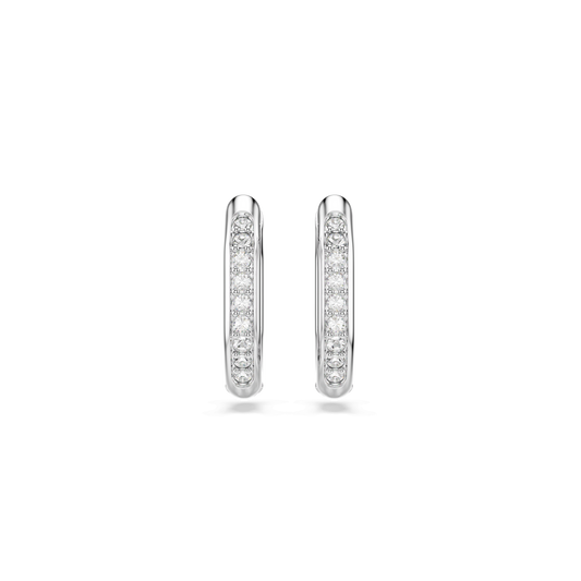 Dextera hoop earrings, Octagon shape, Round cut, Small, White, Rhodium plated 5724585