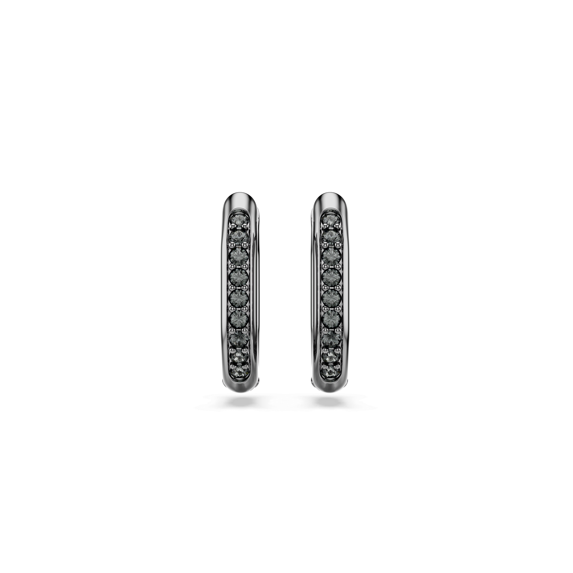 Dextera hoop earrings, Octagon shape, Round cut, Small, White, Ruthenium plated 5724586