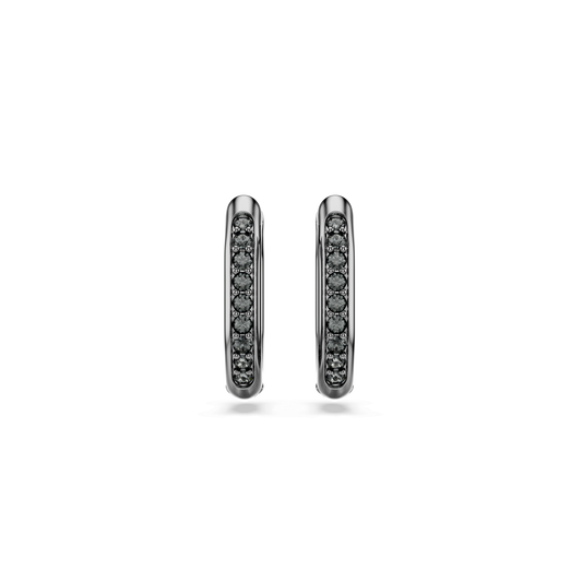 Dextera hoop earrings, Octagon shape, Round cut, Small, White, Ruthenium plated 5724586