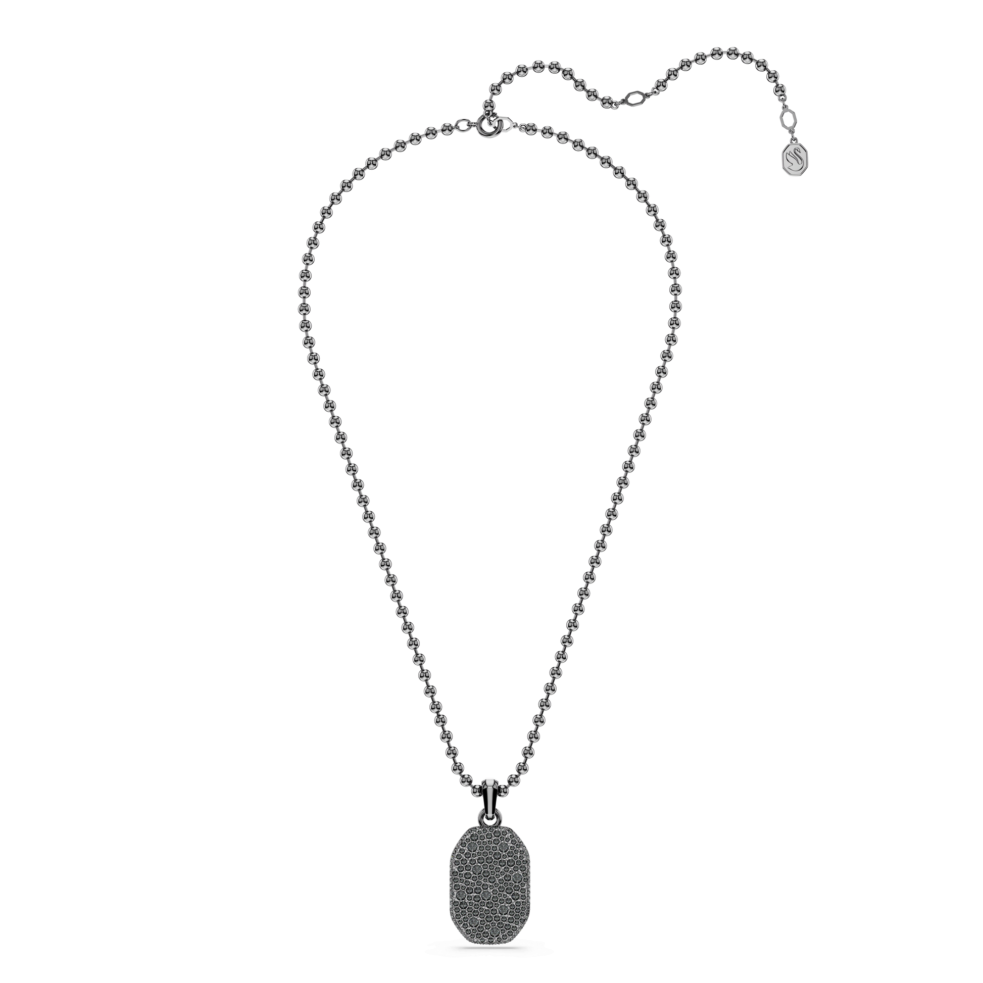 Dextera pendant, Octagon shape, Round cut, Black, Ruthenium plated 5724595