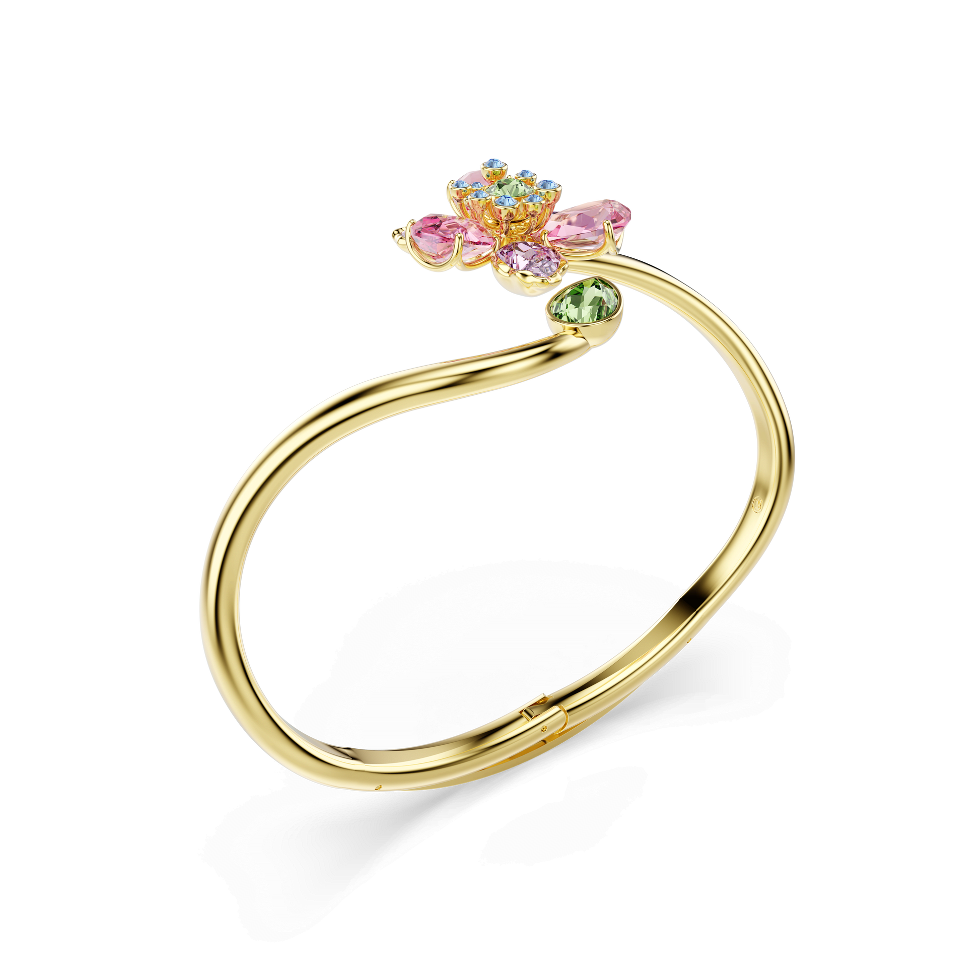 Bangle, Mixed cuts, Flower, Multicolored, Gold-tone plated 5724740