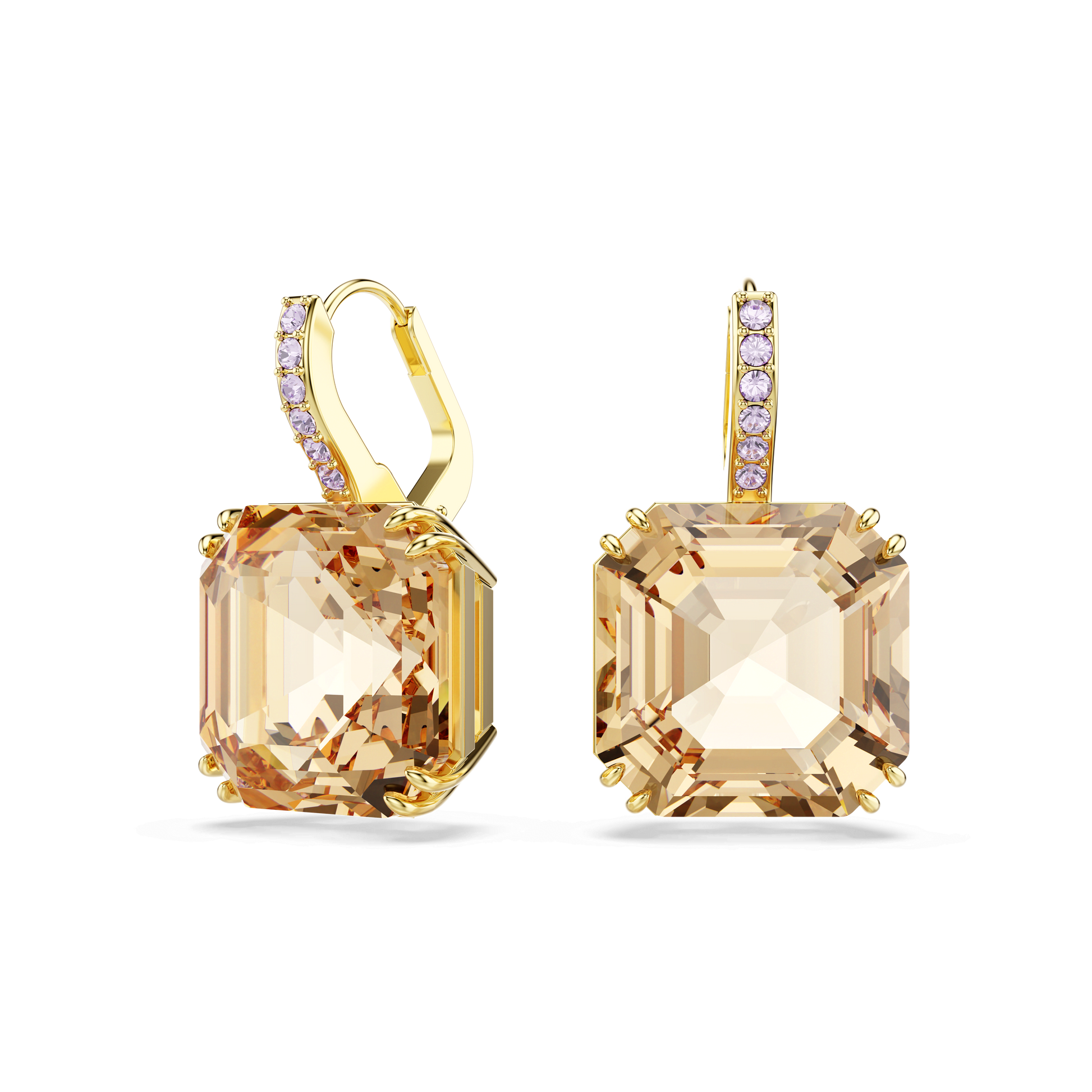 Millenia drop earrings, Mixed cuts, Caramel, Gold-tone plated 5725744