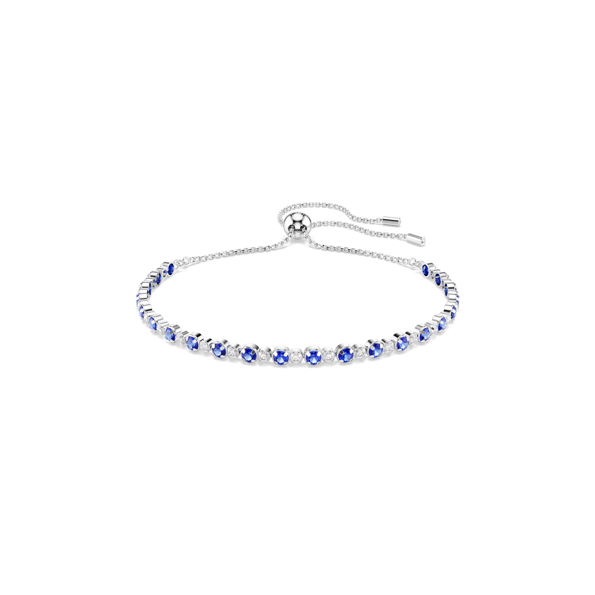 Matrix Tennis bracelet, Mixed round cuts, Blue, Rhodium plated 5725854