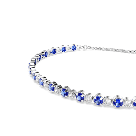 Matrix Tennis bracelet, Mixed round cuts, Blue, Rhodium plated 5725854