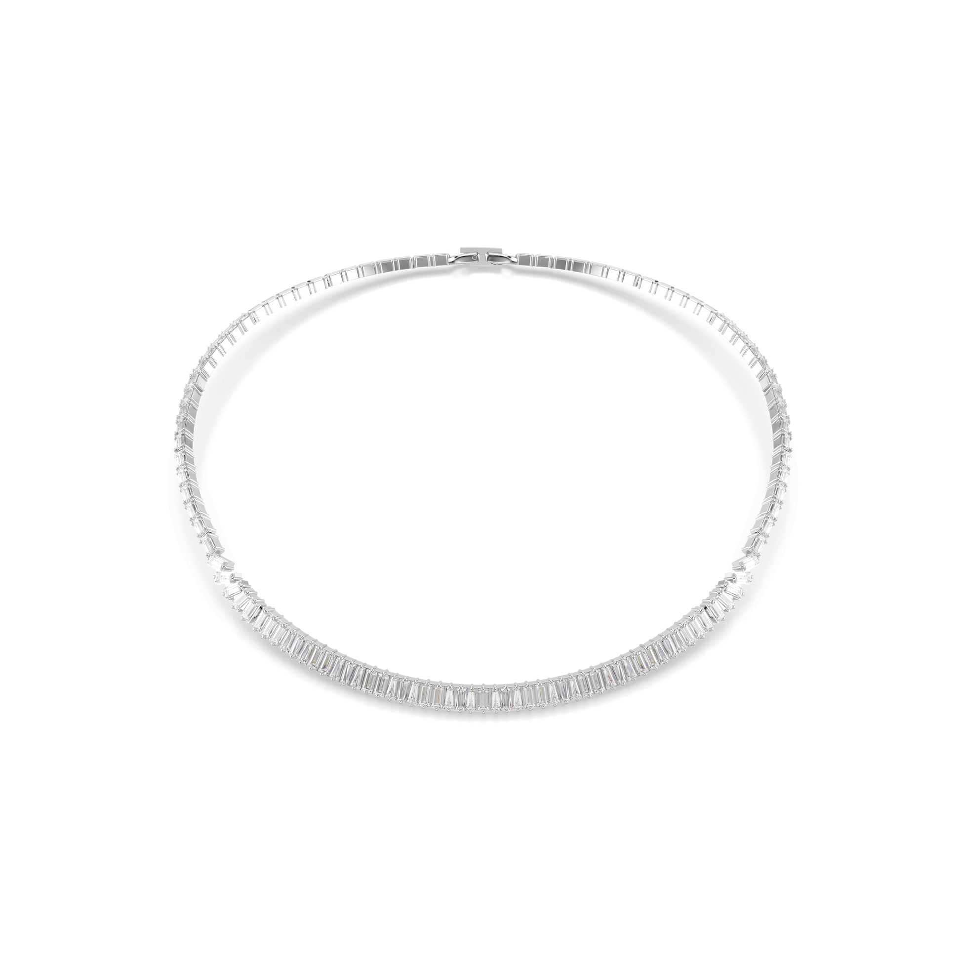 Matrix necklace, Baguette cut, White, Rhodium plated 5727111