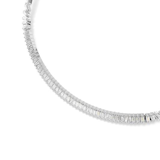 Matrix necklace, Baguette cut, White, Rhodium plated 5727111