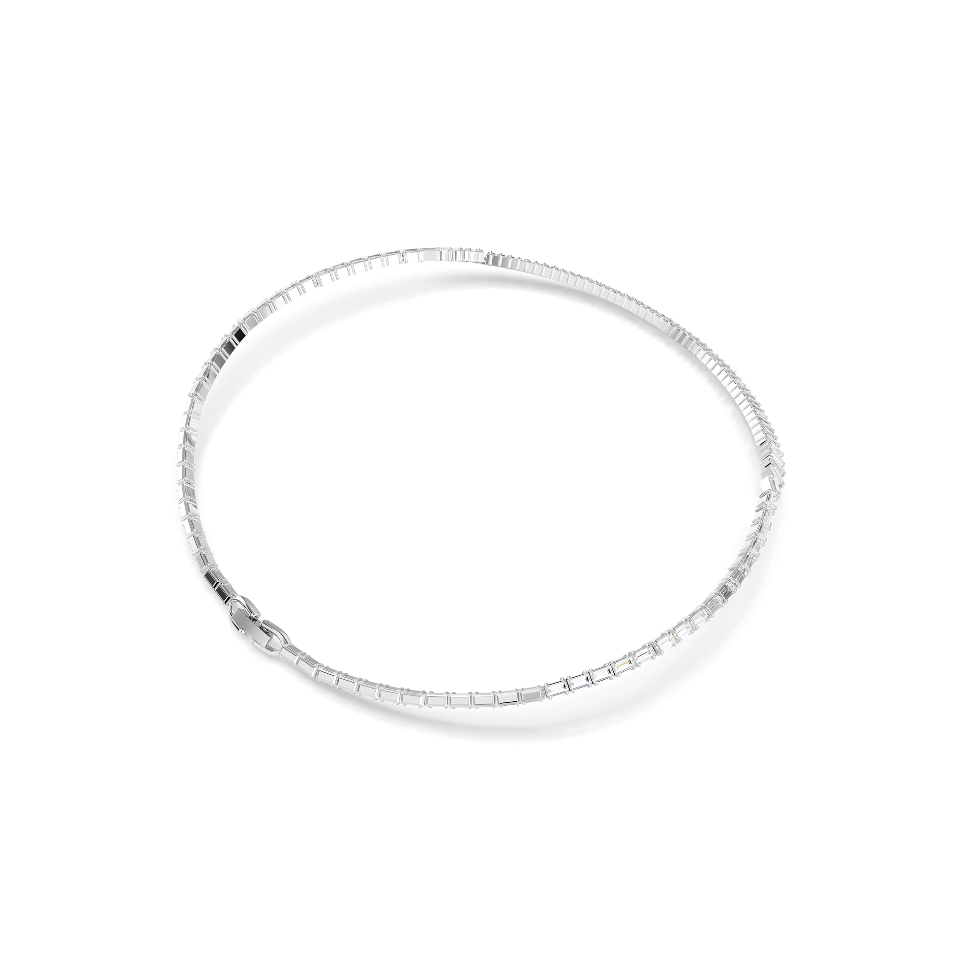 Matrix necklace, Baguette cut, White, Rhodium plated 5727111