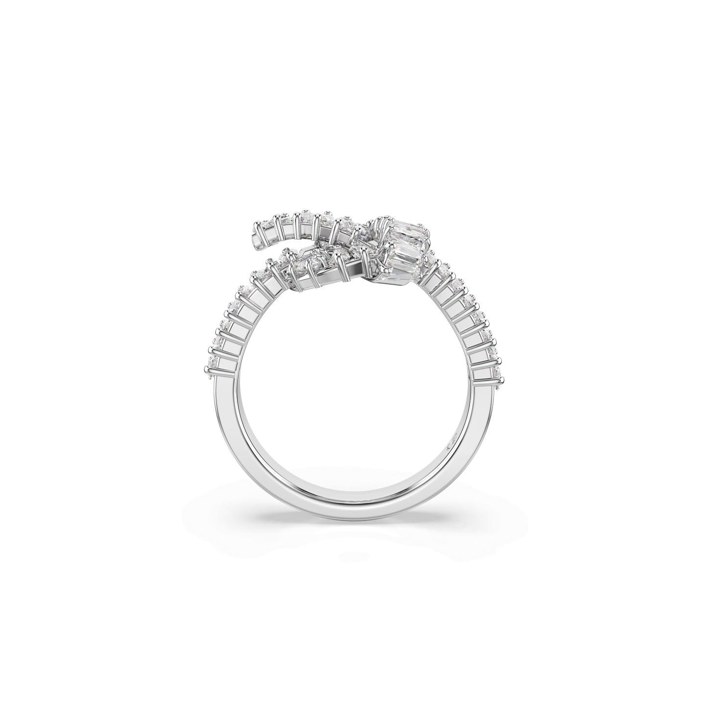 Matrix ring, Baguette cut, Knot, White, Rhodium plated 5727119