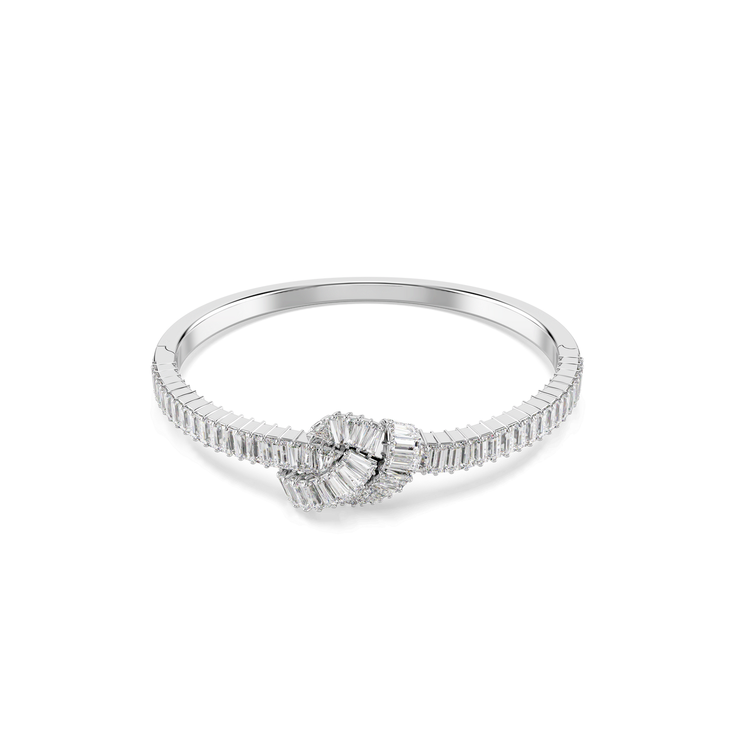 Matrix bangle, Baguette cut, Knot, White, Rhodium plated 5727120