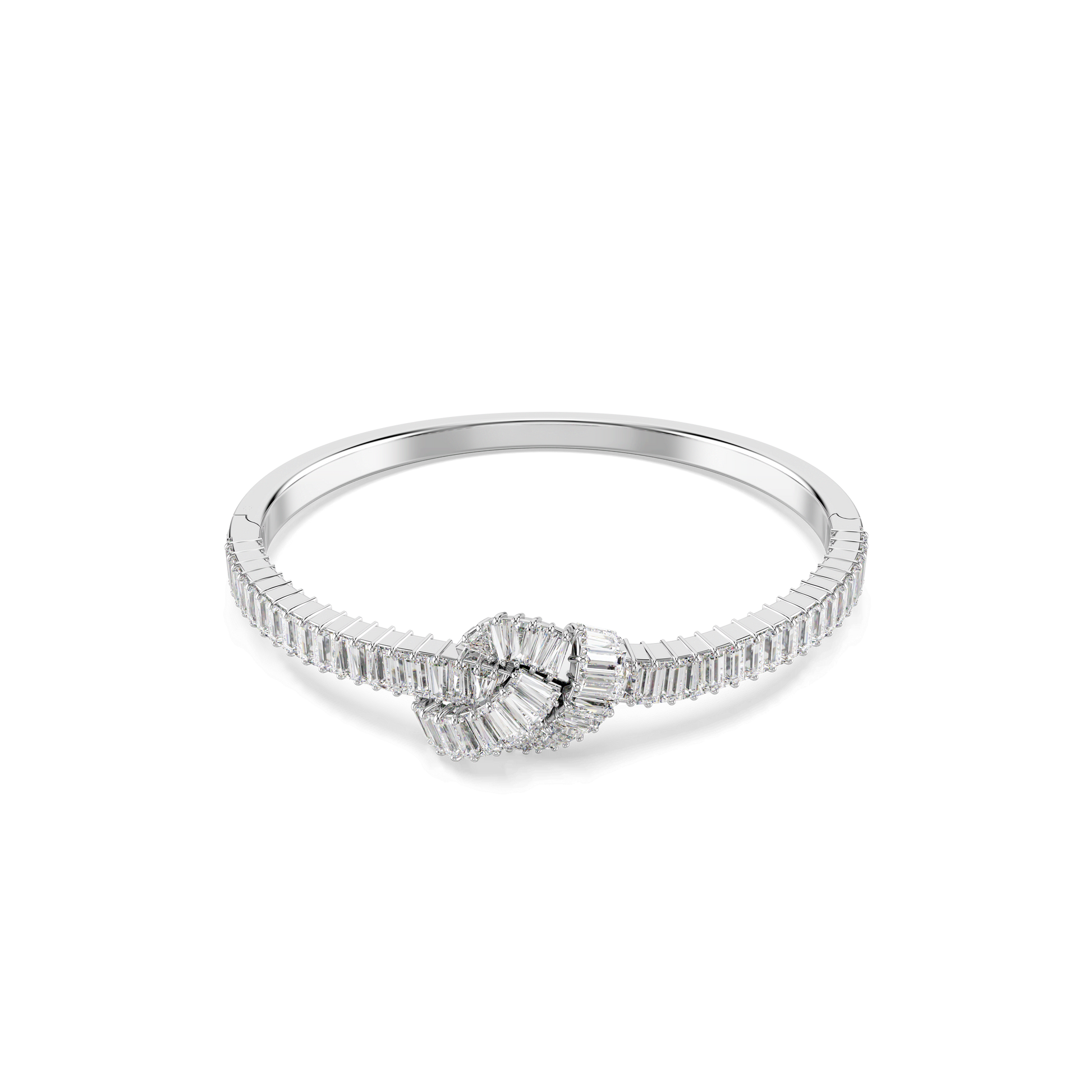 Matrix bangle, Baguette cut, Knot, White, Rhodium plated 5727120