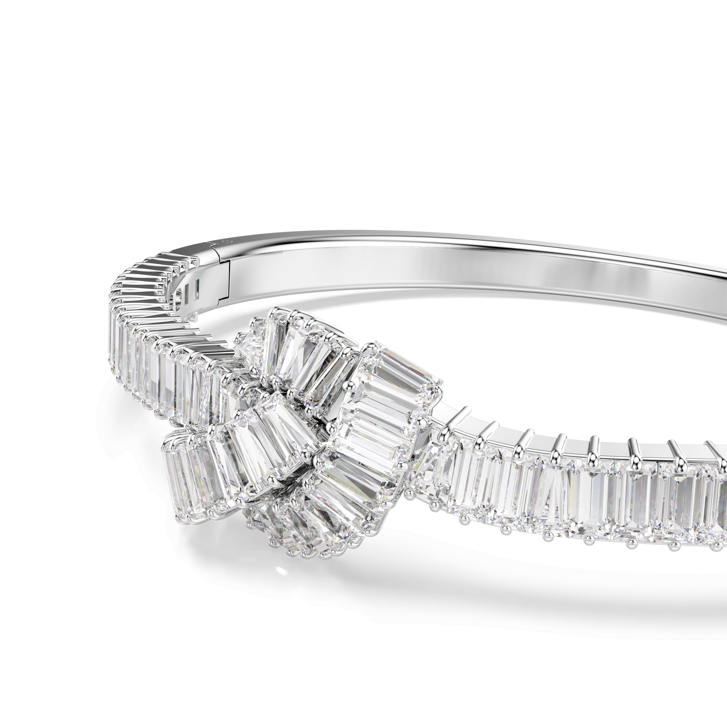 Matrix bangle, Baguette cut, Knot, White, Rhodium plated 5727120