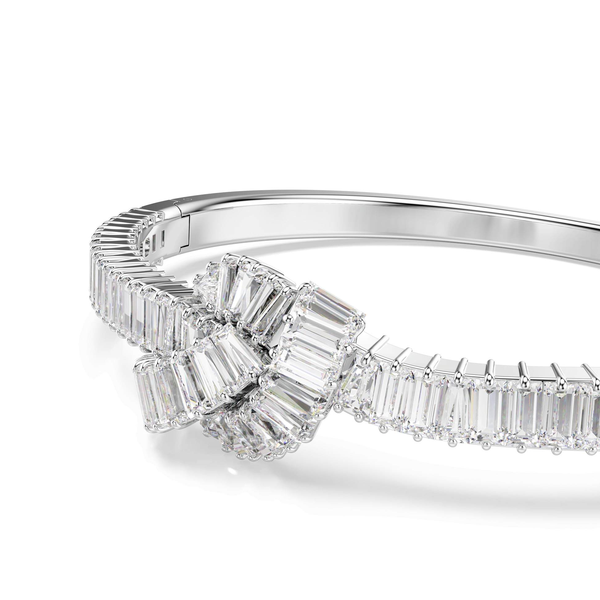 Matrix bangle, Baguette cut, Knot, White, Rhodium plated 5727120