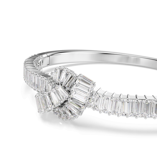 Matrix bangle, Baguette cut, Knot, White, Rhodium plated 5727120