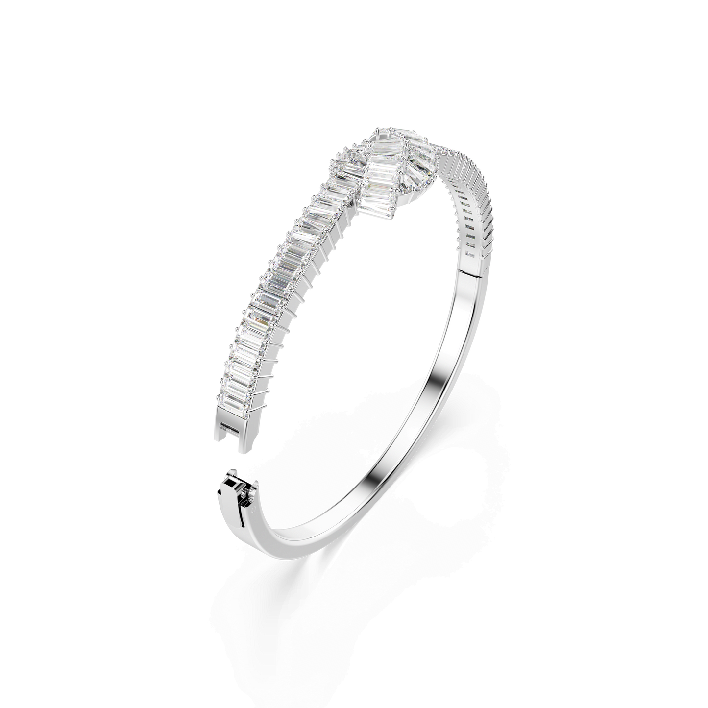 Matrix bangle, Baguette cut, Knot, White, Rhodium plated 5727120