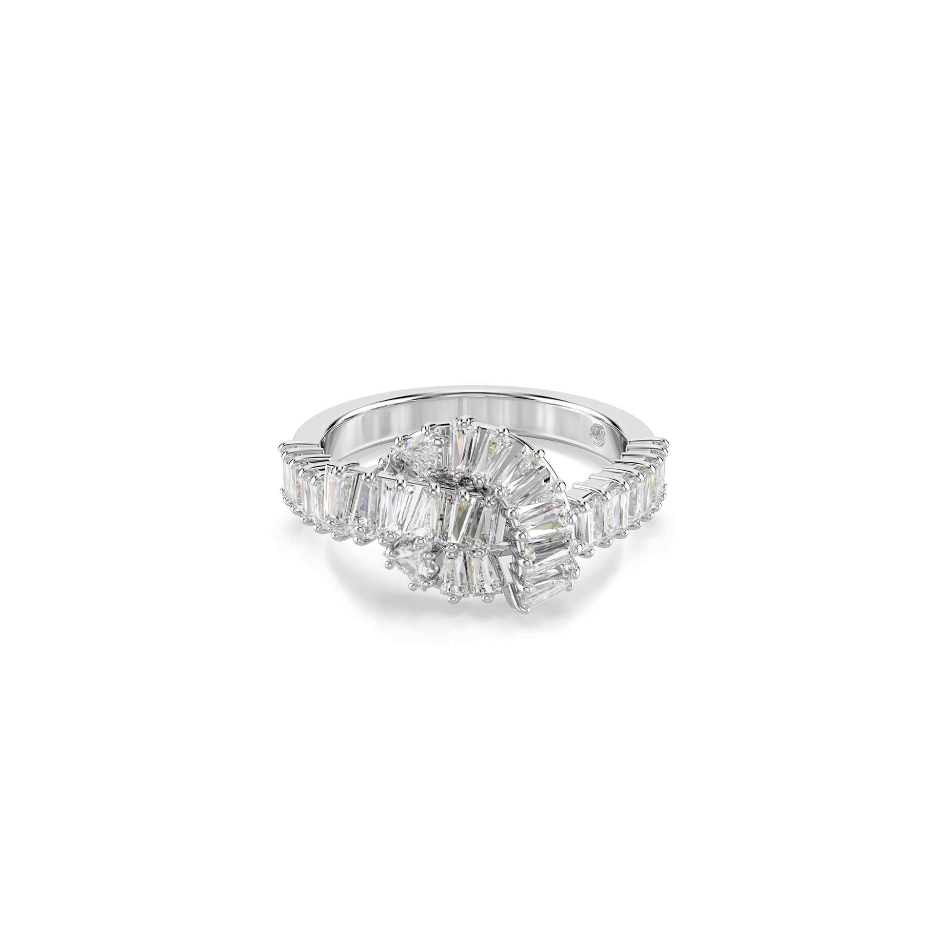 Matrix ring, Baguette cut, Knot, White, Rhodium plated 5727122