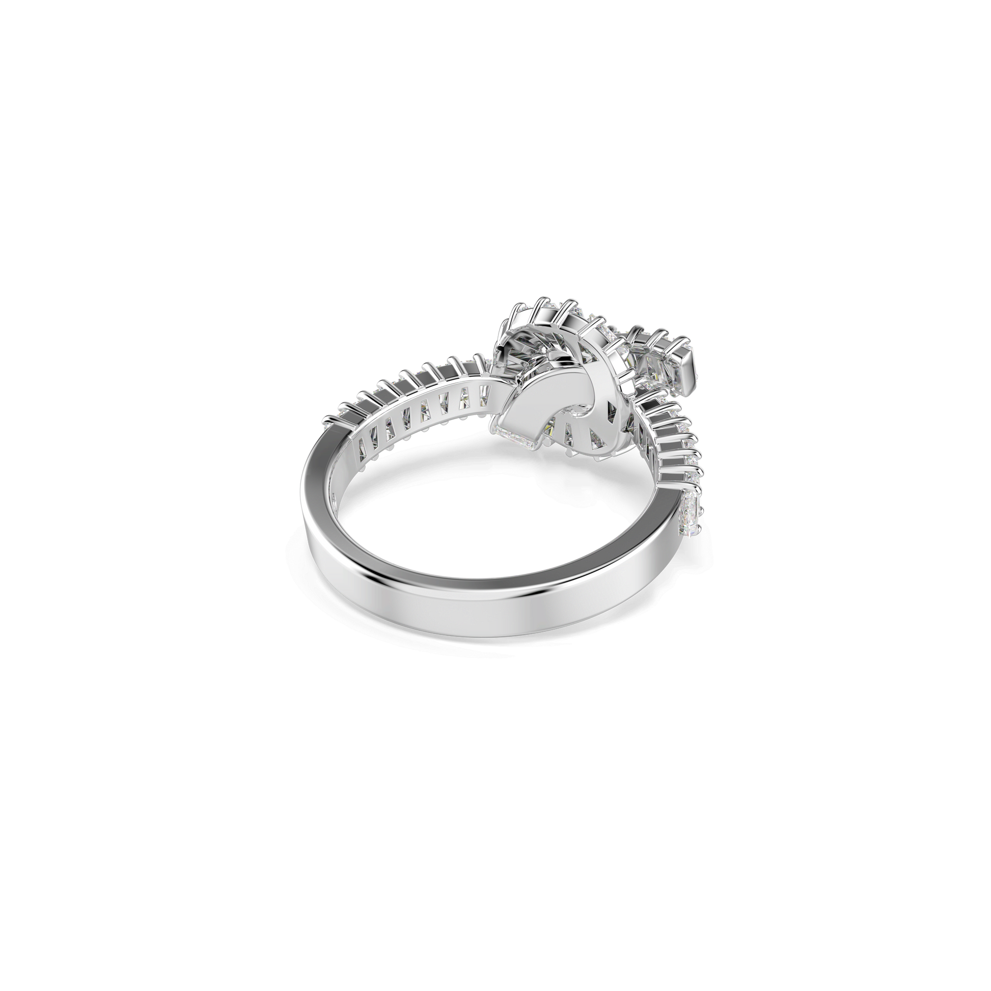 Matrix ring, Baguette cut, Knot, White, Rhodium plated 5727122