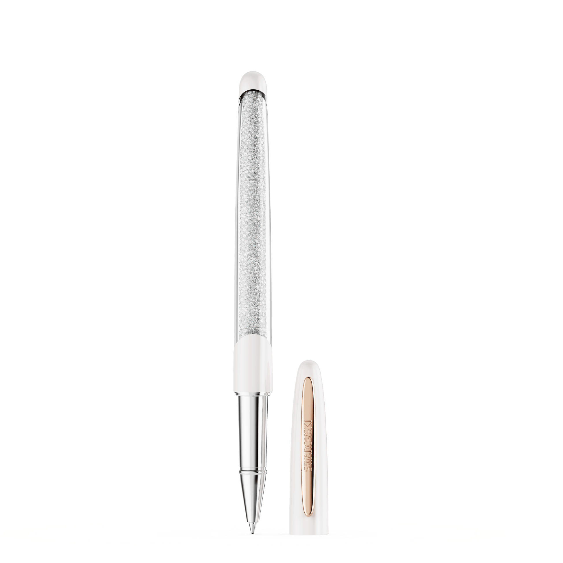 Crystalline rollerball pen, White, Rose gold-tone plated 5728390