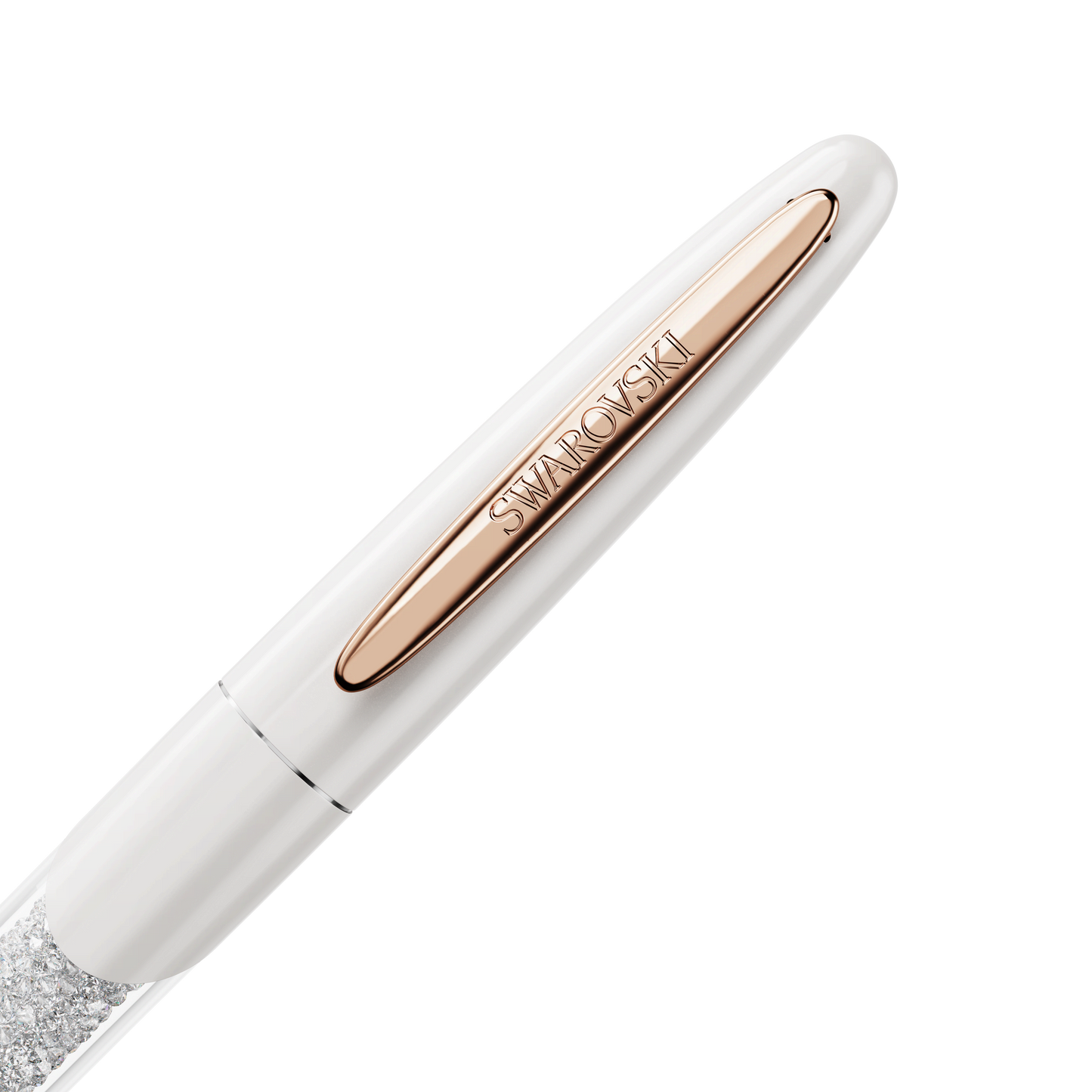 Crystalline rollerball pen, White, Rose gold-tone plated 5728390