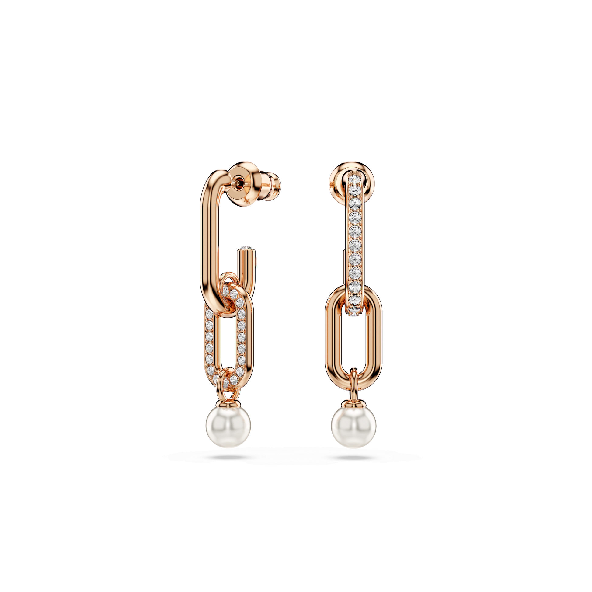 Constella drop earrings, Crystal pearl, Round cut, White, Rose gold-tone plated 5728585