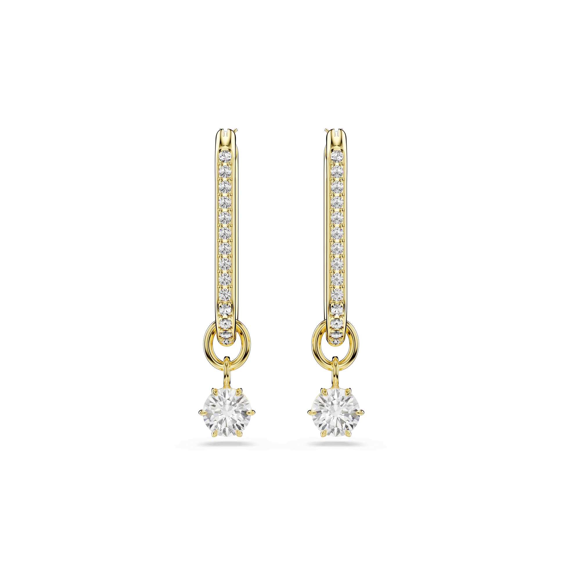 Constella drop earrings, Round cut, White, Gold-tone plated 5728587
