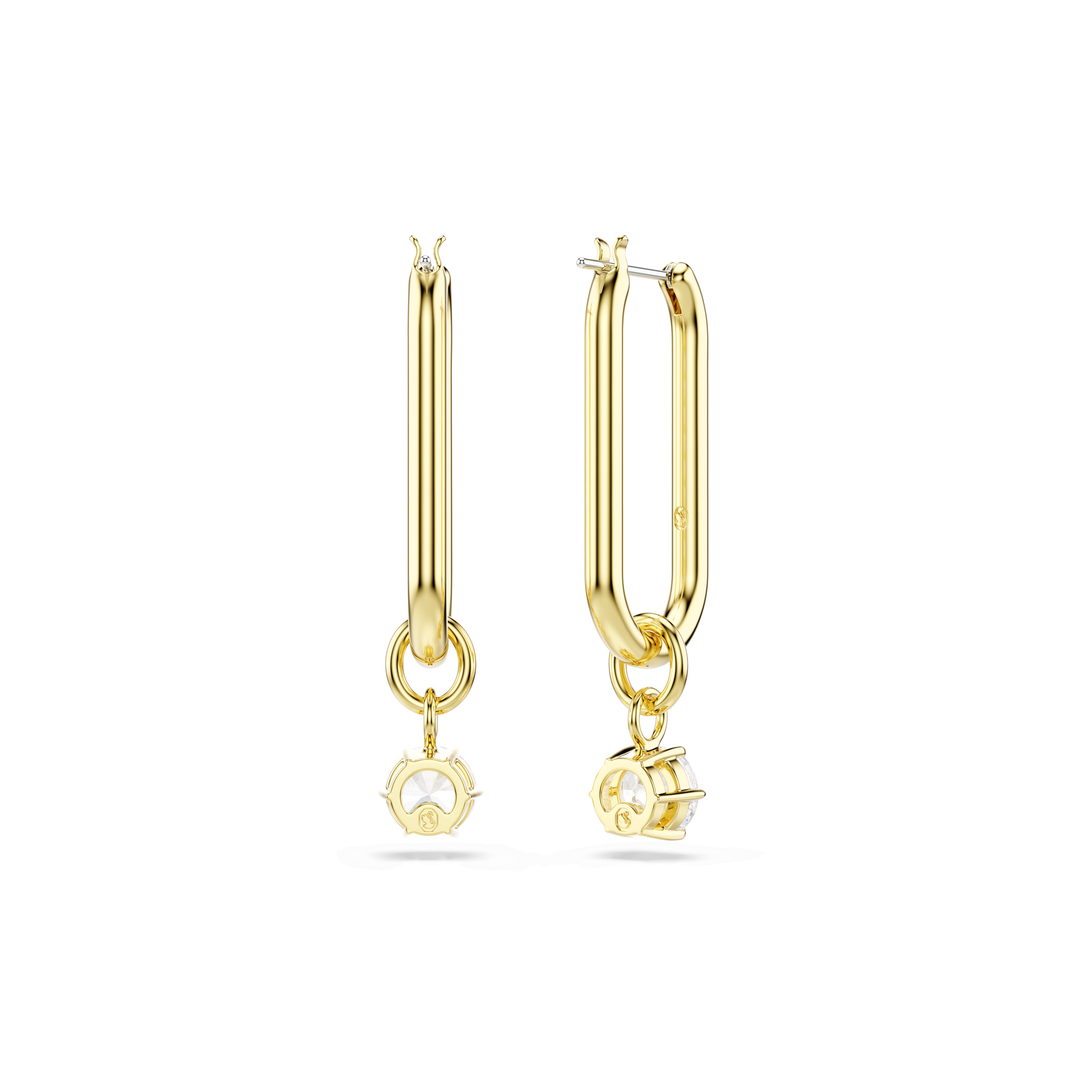 Constella drop earrings, Round cut, White, Gold-tone plated 5728587