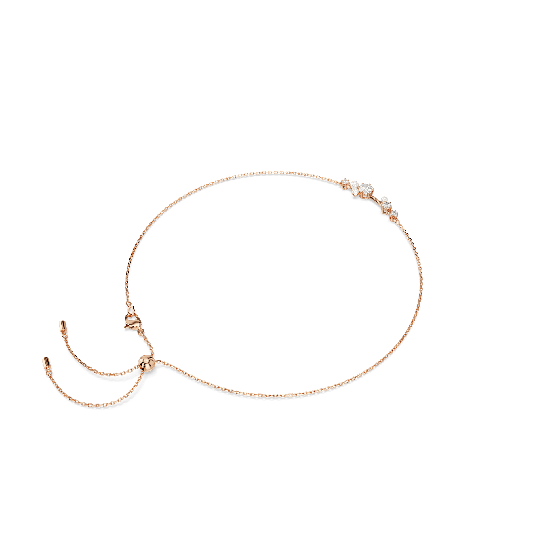 Constella necklace, Crystal pearl, Round cuts, White, Rose gold-tone plated 5729504