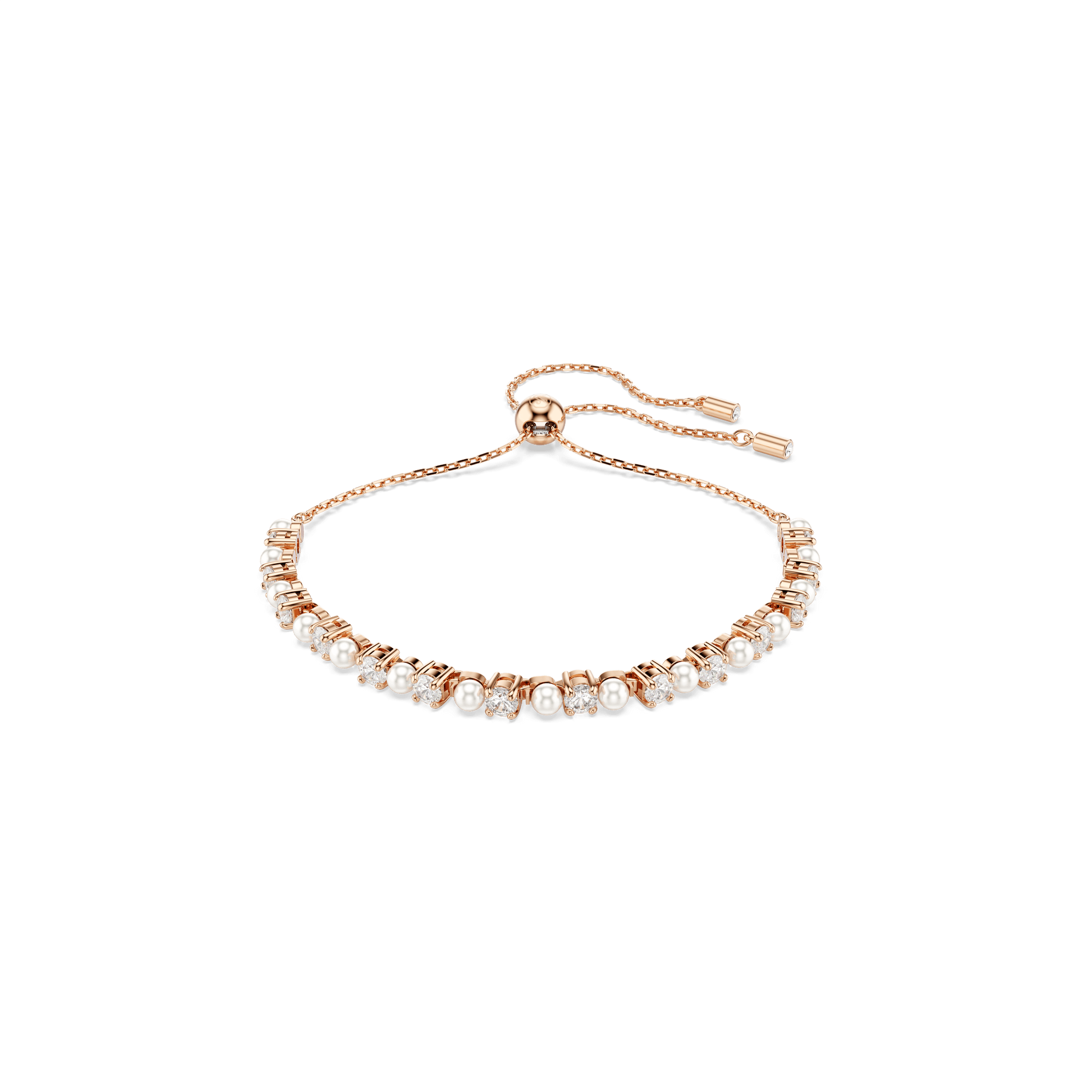 Matrix bracelet, Crystal pearl, Round cuts, White, Rose gold-tone plated 5729506
