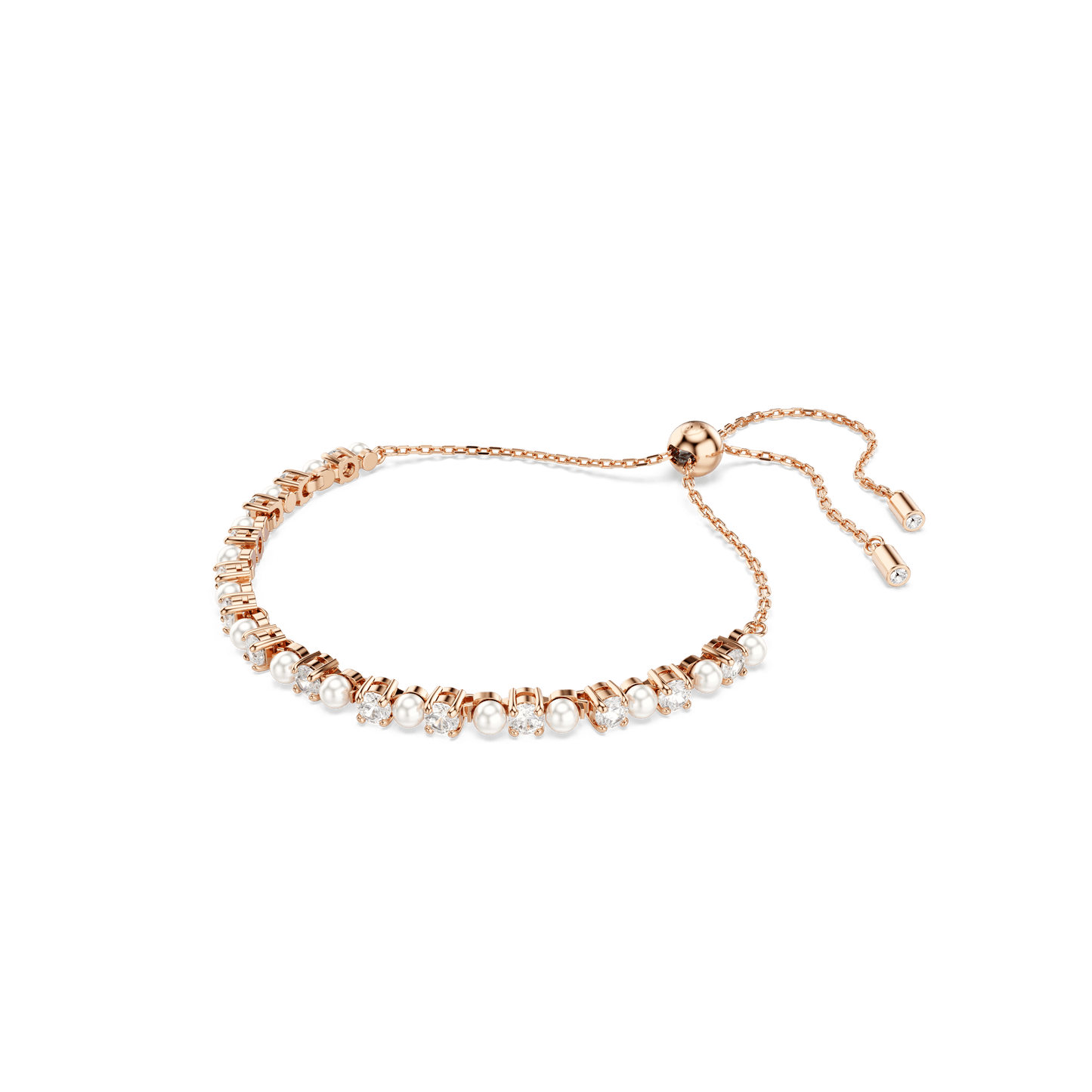 Matrix bracelet, Crystal pearl, Round cuts, White, Rose gold-tone plated 5729506