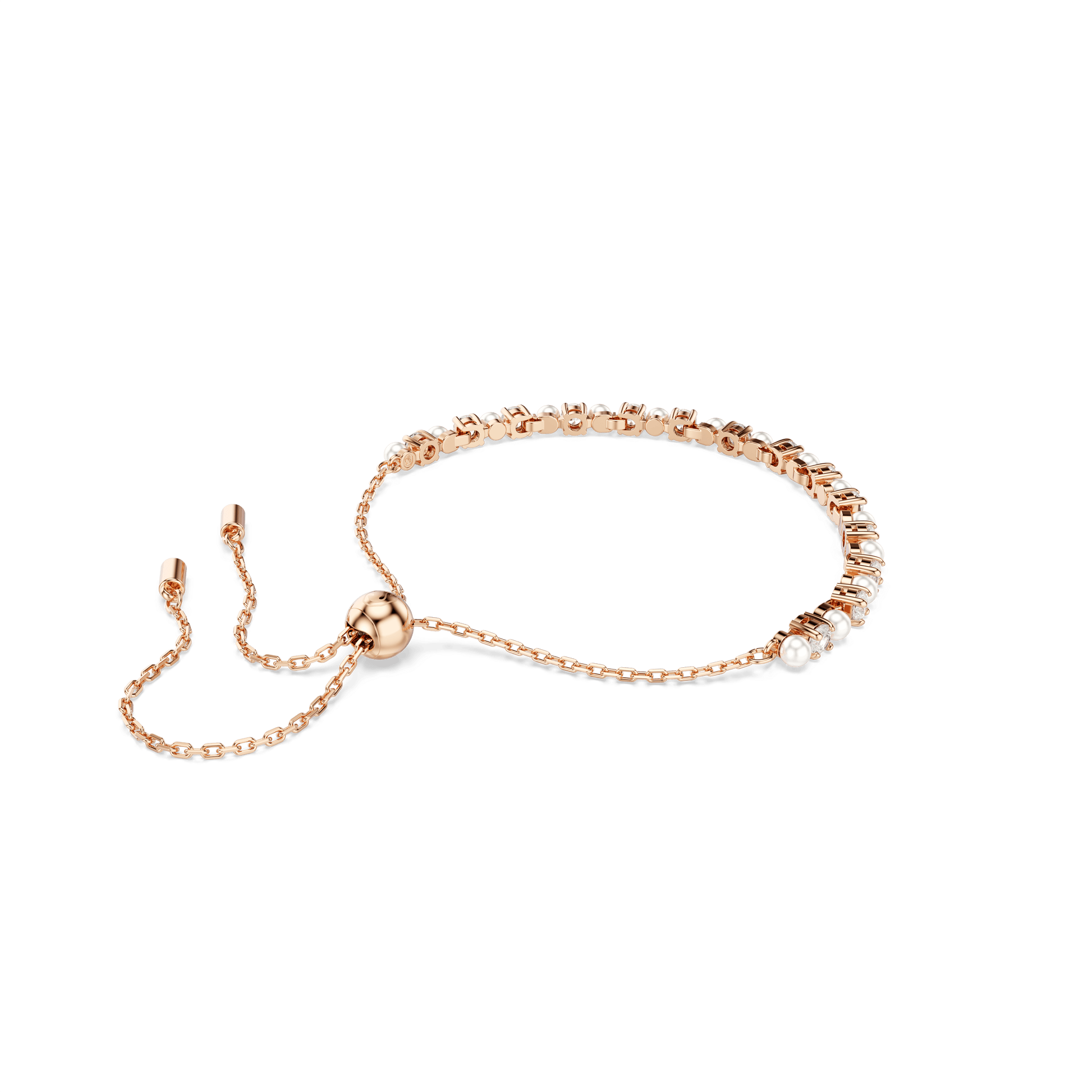 Matrix bracelet, Crystal pearl, Round cuts, White, Rose gold-tone plated 5729506