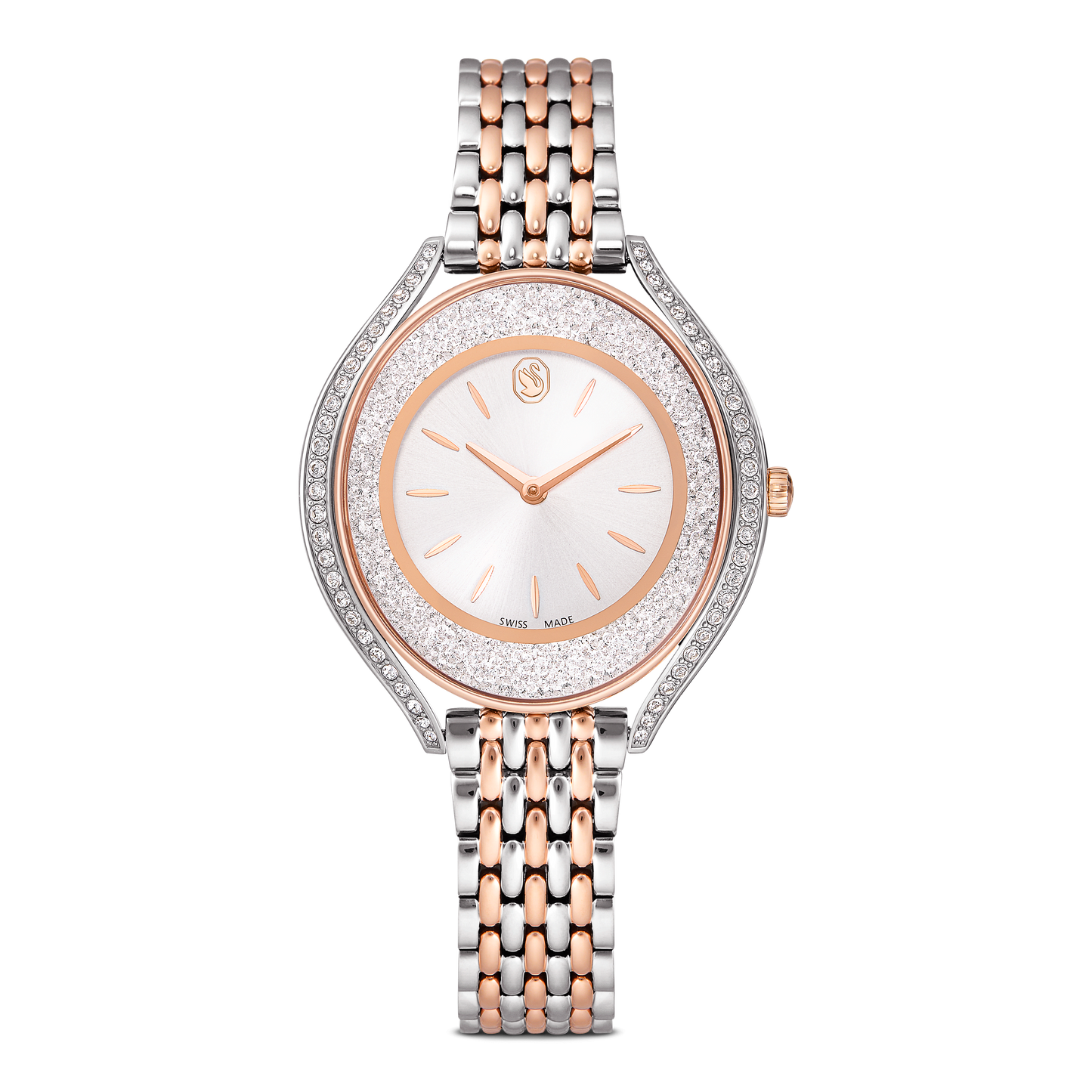 Crystalline aura watch, Swiss Made, Metal bracelet, Rose gold tone, Mixed metal finish 5730162