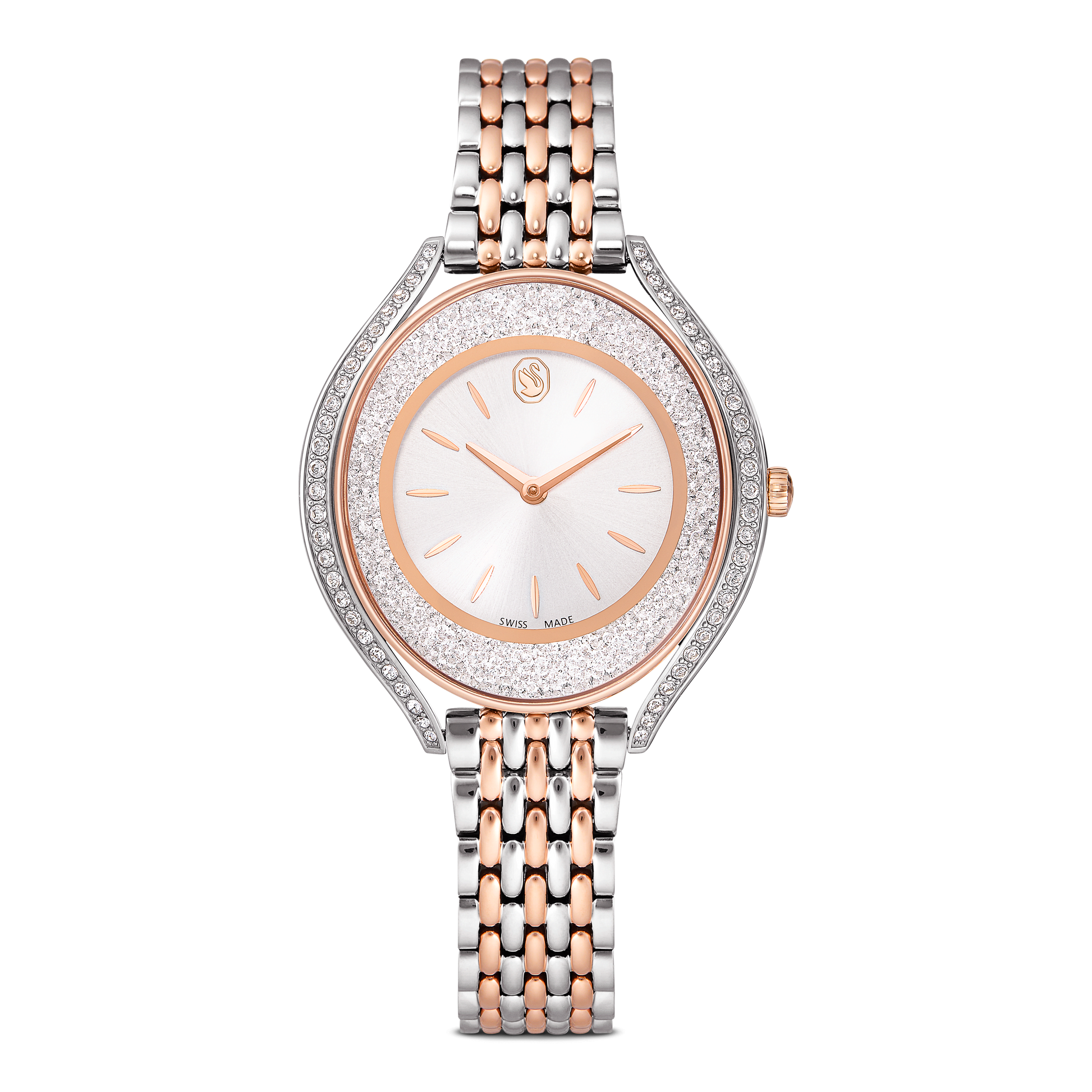 Crystalline aura watch, Swiss Made, Metal bracelet, Rose gold tone, Mixed metal finish 5730162
