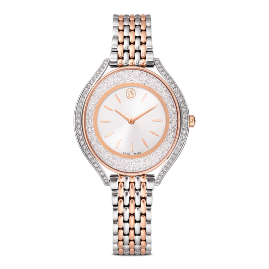 Crystalline aura watch, Swiss Made, Metal bracelet, Rose gold tone, Mixed metal finish 5730162