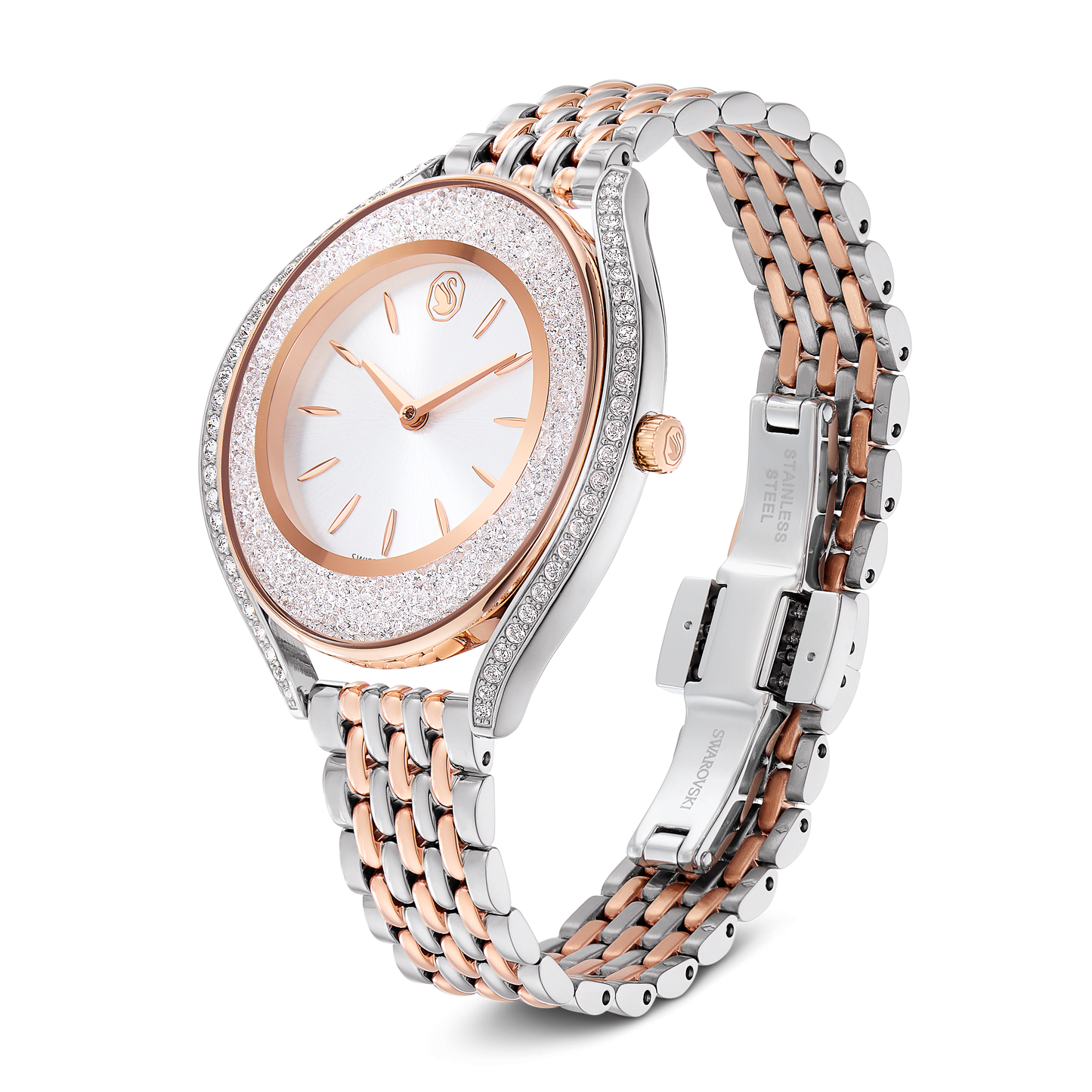 Crystalline aura watch, Swiss Made, Metal bracelet, Rose gold tone, Mixed metal finish 5730162