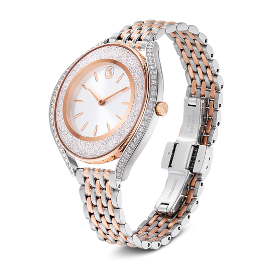 Crystalline aura watch, Swiss Made, Metal bracelet, Rose gold tone, Mixed metal finish 5730162